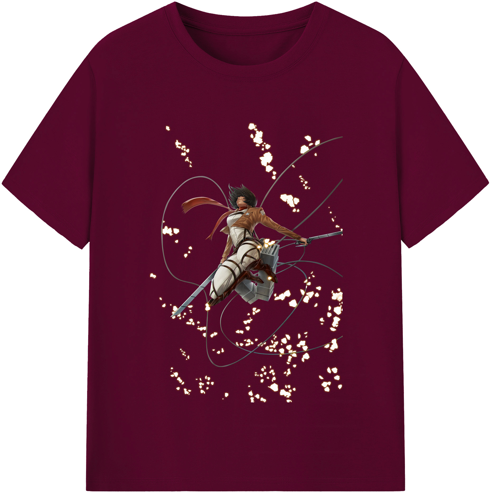 （画像用） 進撃の巨人 ミカサ·アッカーマン Attack on Titan Mikasa Ackerman レディースカジュアルプリントTシャツ（綿100％）